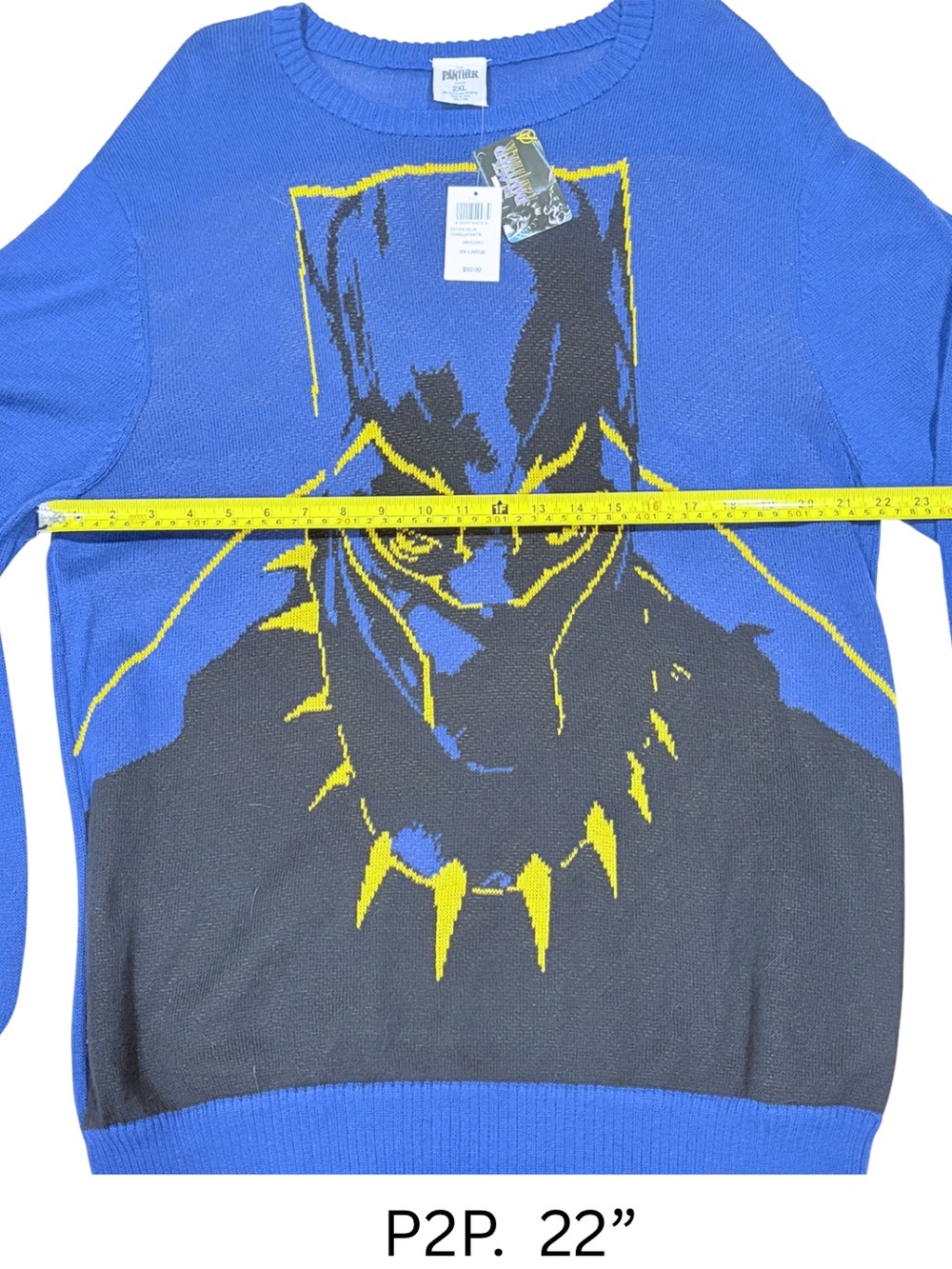 Marvel Black Panther T’Challa Sweater XXL NWT Blue Sweater - Picture 6 of 6